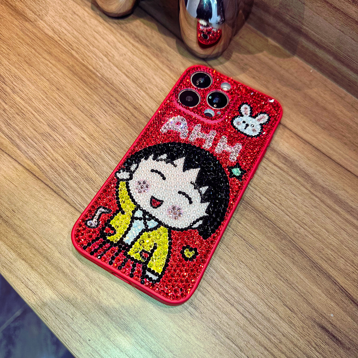 Handgemachte iPhone Hülle Luxus Bling Strass Niedliche Chibi Maruko-chan Hülle