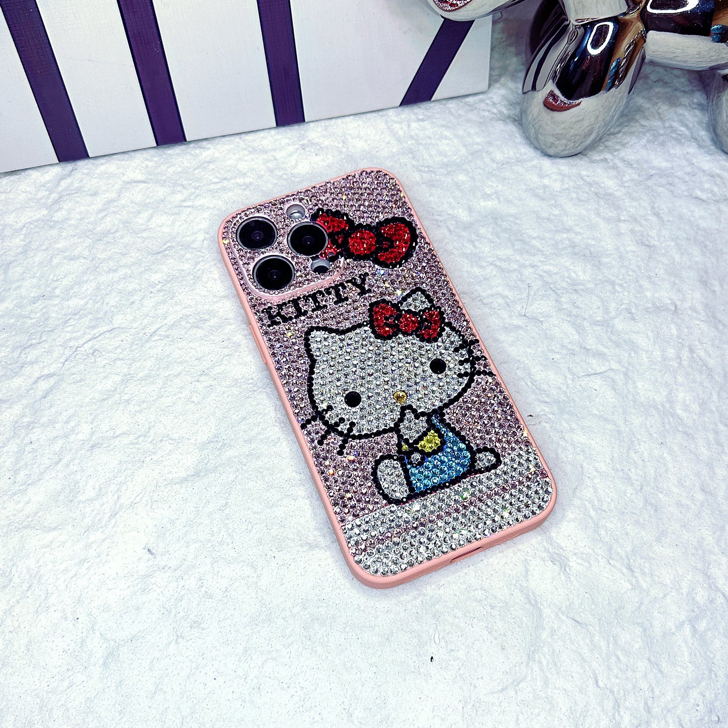 Handmade iPhone Case Luxury Bling Rhinestone Hello Kitty with Bow Case
