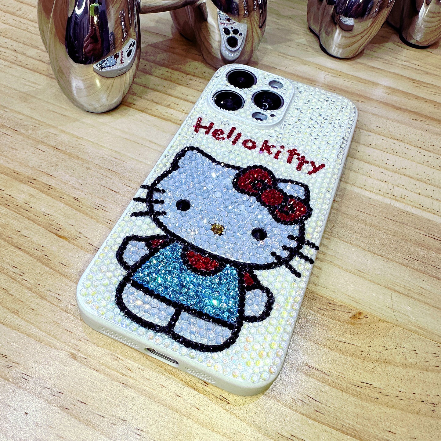 Handmade iPhone Case Luxury Bling White Rhinestone Cute Hello Kitty Case