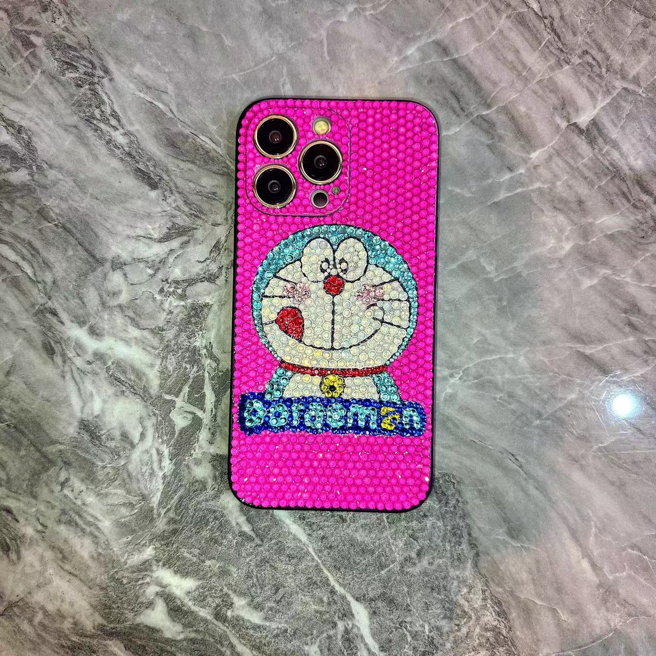 Handmade iPhone Case Luxury Bling Opal Rhinestone Doraemon Back Case