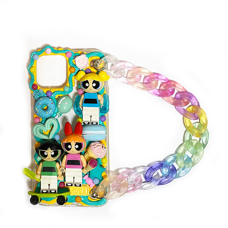 Handmade iPhone Case Cute Lego Powerpuff Girls Decoden Cream Glue Case