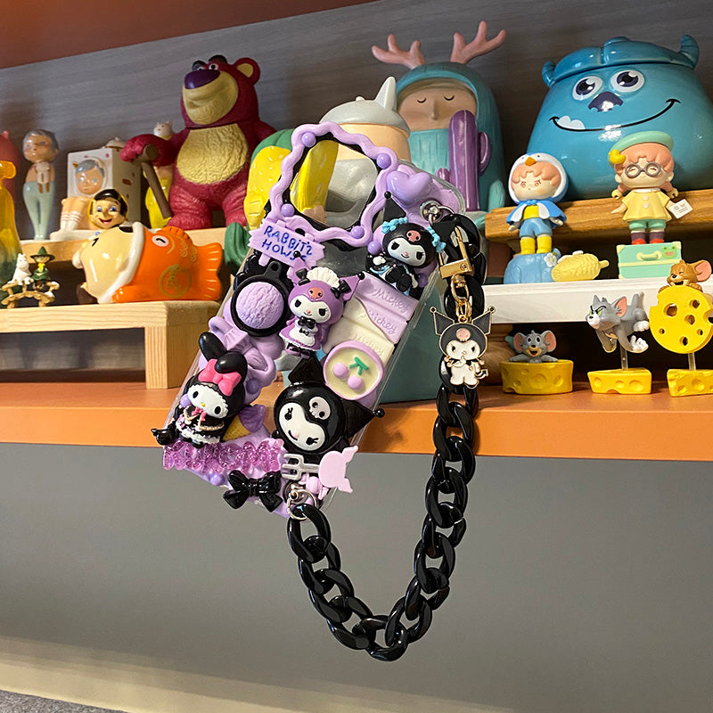 Handmade iPhone Case Cute Cartoon Kuromi My Melody Decoden Cream Glue Case