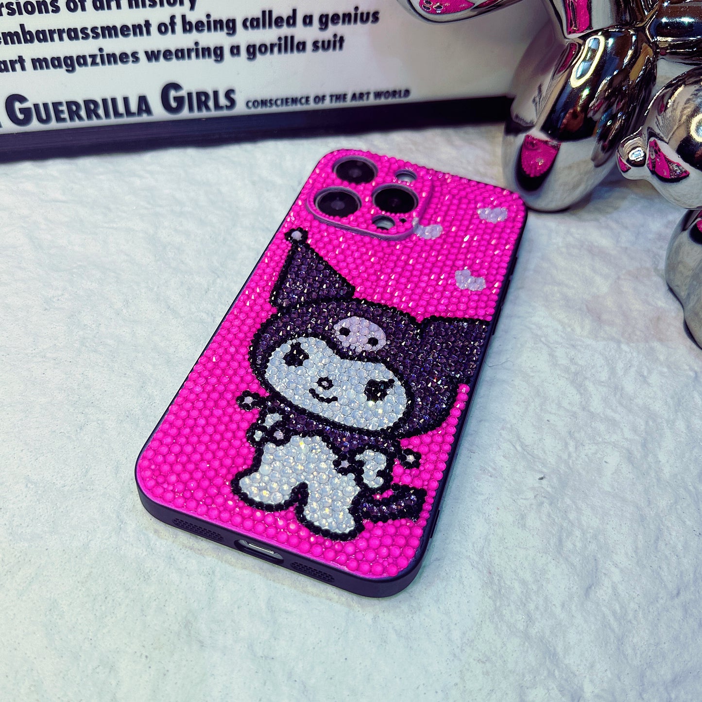 Handmade iPhone Case Luxury Bling Pink Rhinestone Cute Kuromi Case