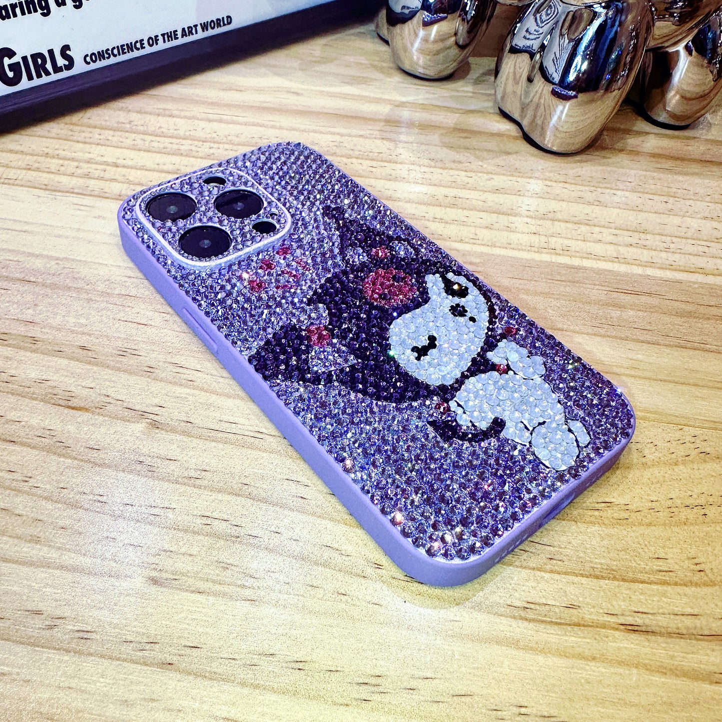 Handmade iPhone Case Luxury Bling Purple Rhinestone Cute Kuromi Case