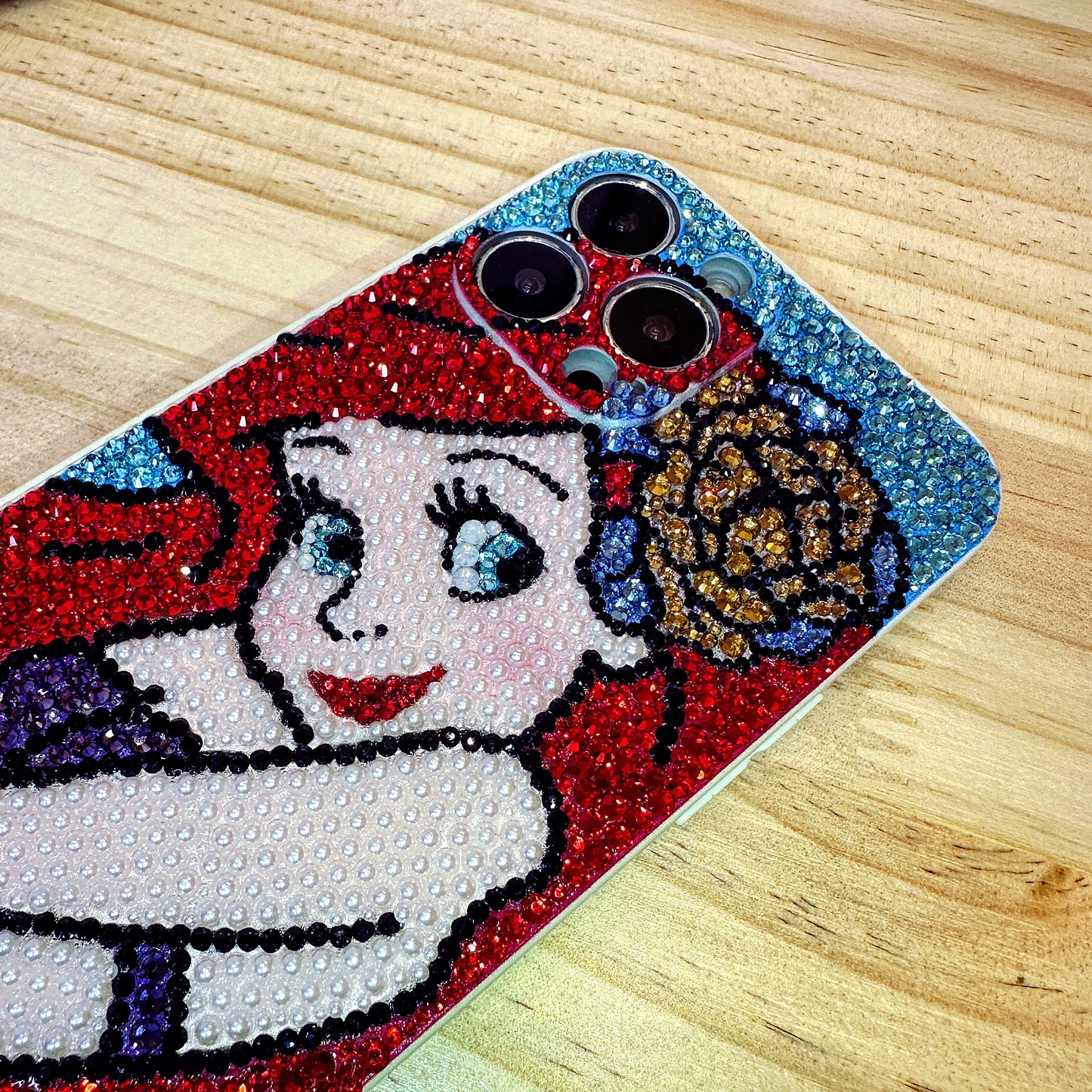 Handgemachte iPhone Hülle Luxus Bling Strass Wunderschöne Prinzessin Ariel Hülle