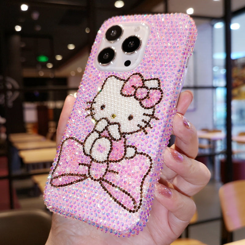 Handmade iPhone Case Luxury Bling Jelly Rhinestone Hello Kitty Case   iCase1Shop
