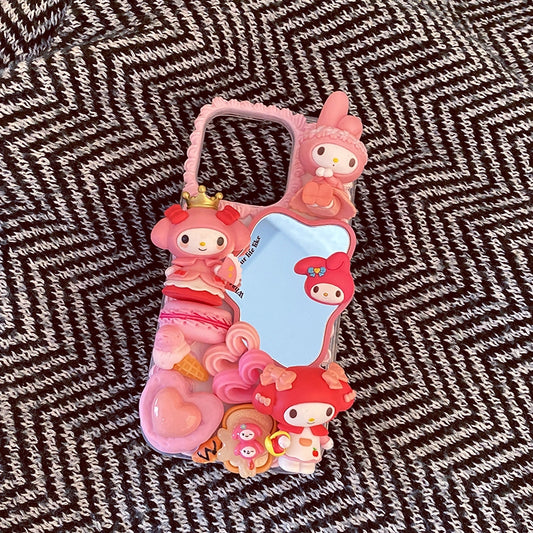 Handmade iPhone Case Cute Cartoon Kuromi My Melody Cream Glue Case