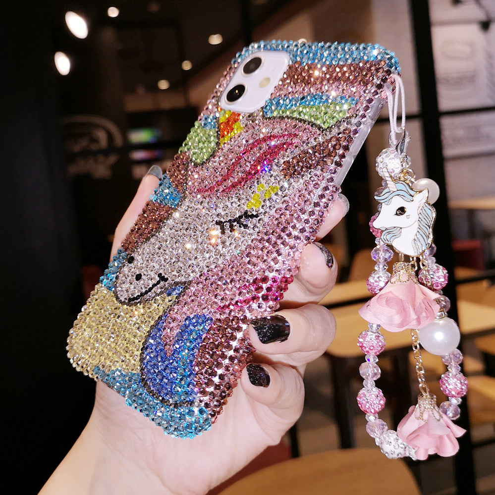 Handmade iPhone Case Luxury Bling Rhinestone Cute Unicorn Back Case