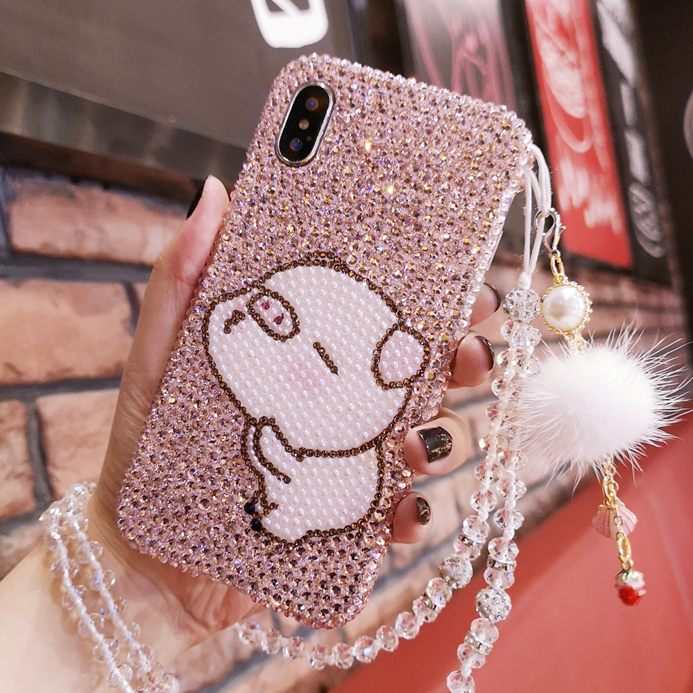 Handmade iPhone Case Luxury Bling Rhinestone Cute Piglet Back Case