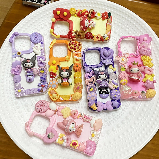 Handmade iPhone Case Cute Kuromi My Melody Cream Glue Case
