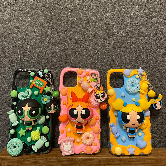 Handmade iPhone Case Cute Powerpuff Girls Decoden Cream Glue Case
