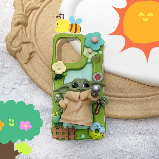 Handmade iPhone Case Cute Baby Yoda Decoden Cream Glue Case