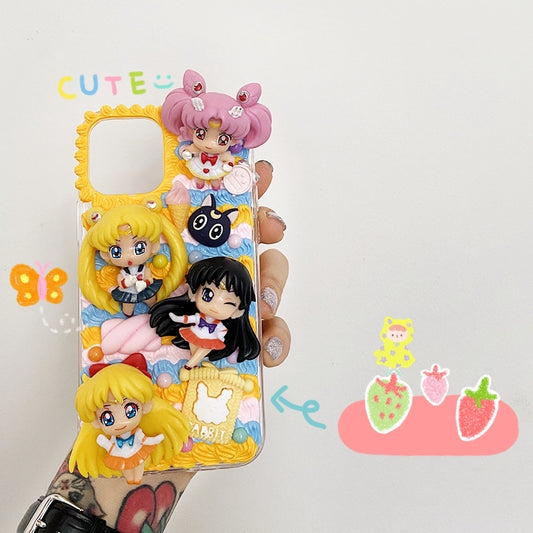Handmade iPhone Case Cute Sailor Moon Decoden Cream Glue Case