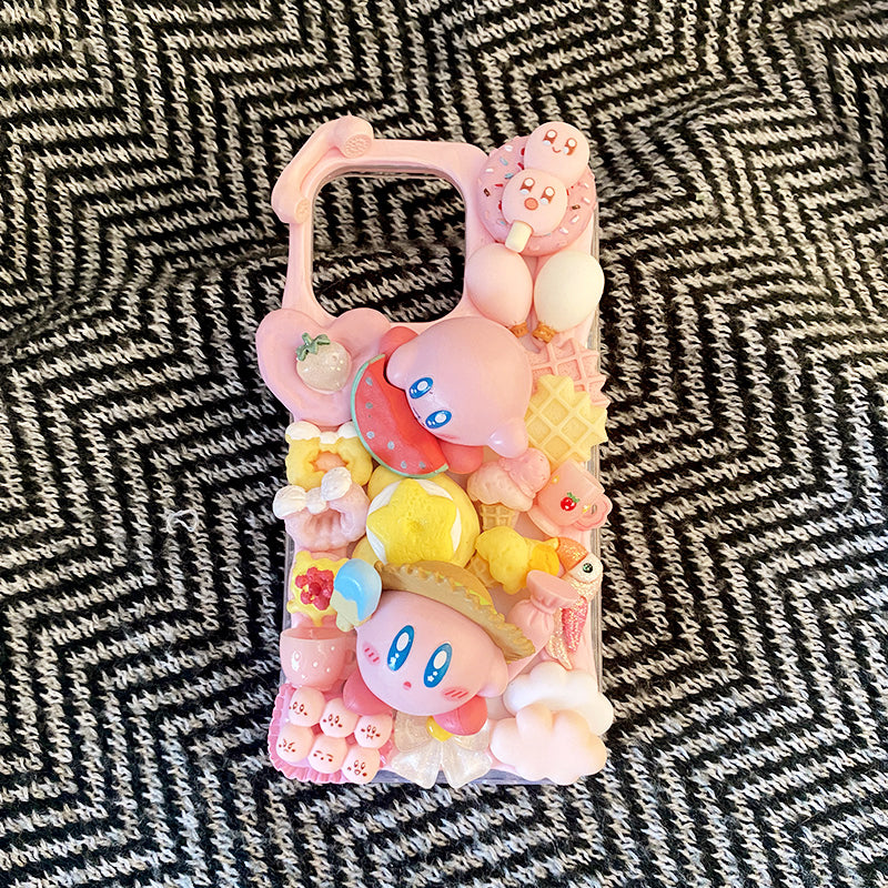 Handmade Decoden Cream Glue Cute Both Kirby Case For iPhone