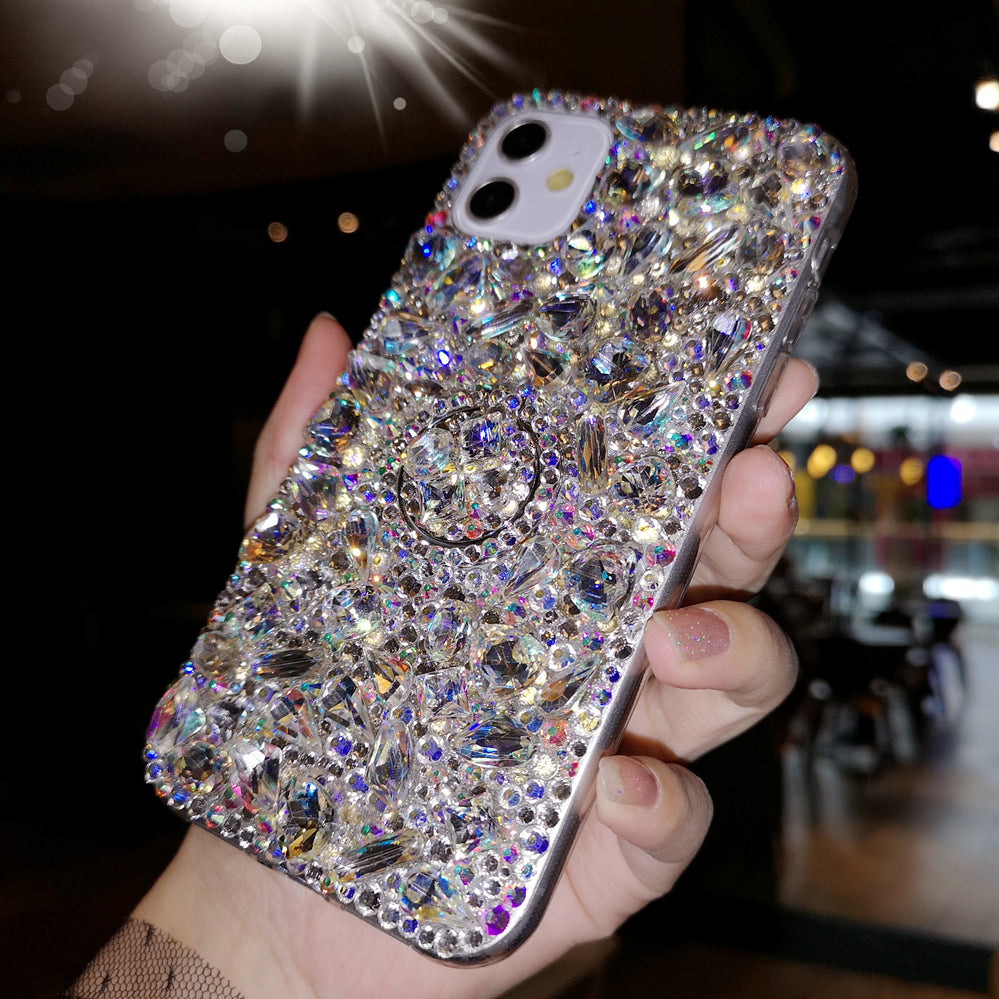 Handmade iPhone Case Luxury Bling Rhinestone Crystal Gem Ring Stand