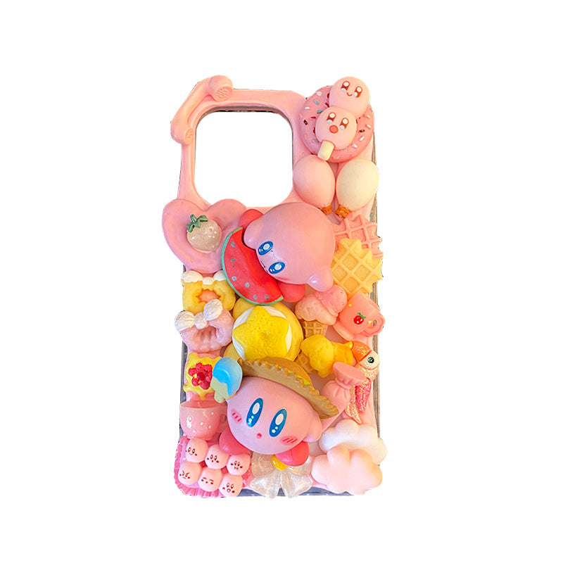 Handmade iPhone Case Cartoon Cute Kirby Decoden Cream Glue Case