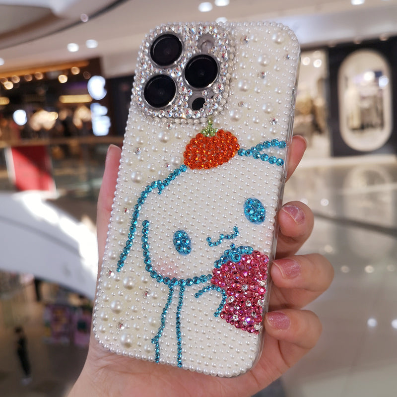 Handgemachte iPhone Hülle Eleganz Perlen Süße Cinnamoroll Rückenhülle