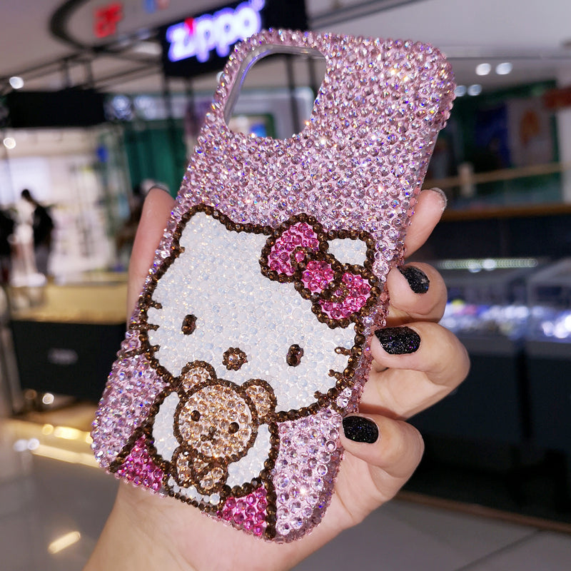 Handmade iPhone Case Luxury Bling Rhinestone Cute Hello Kitty Case