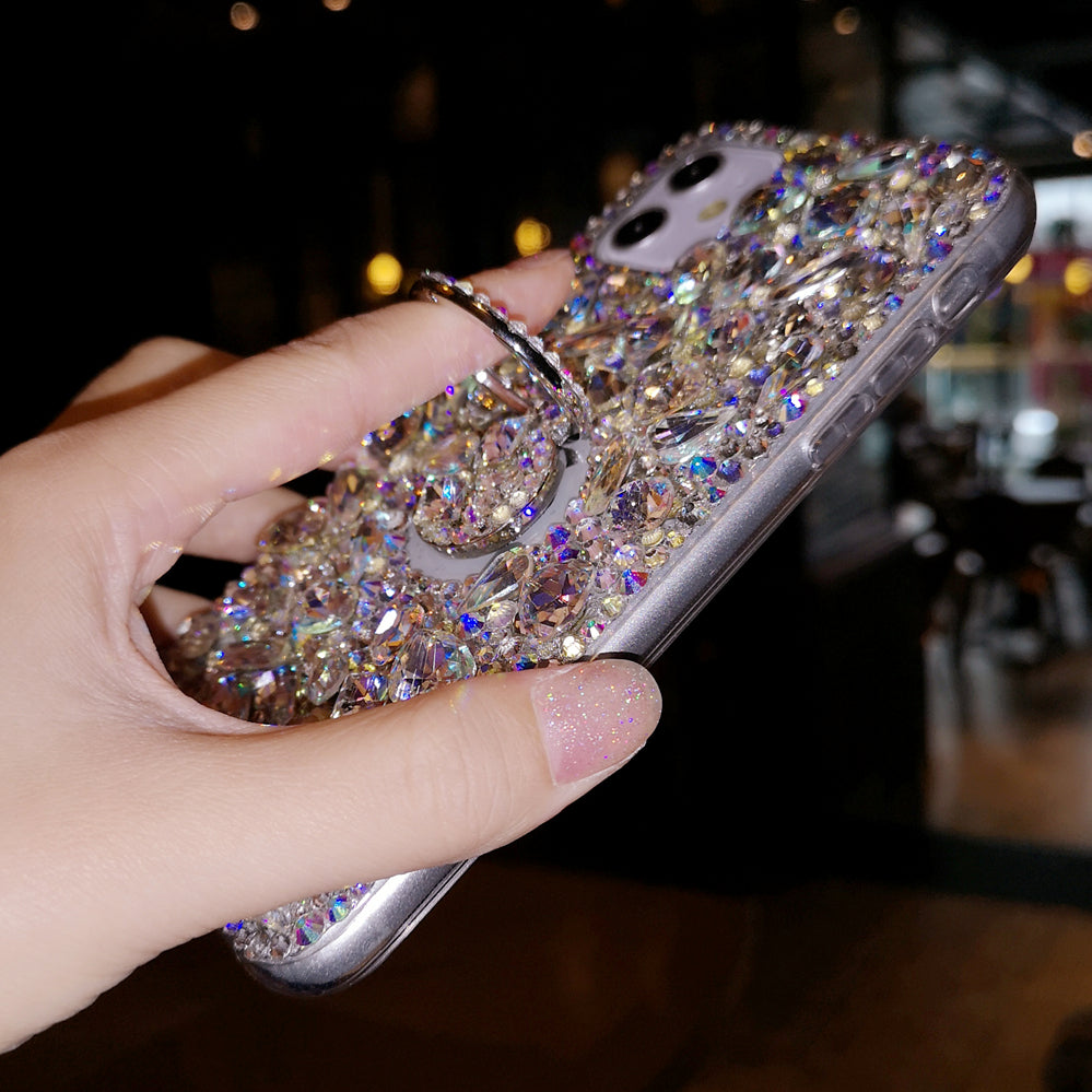 Handmade Phone Case Luxury Bling Crystals with Ring Stand For iPhone