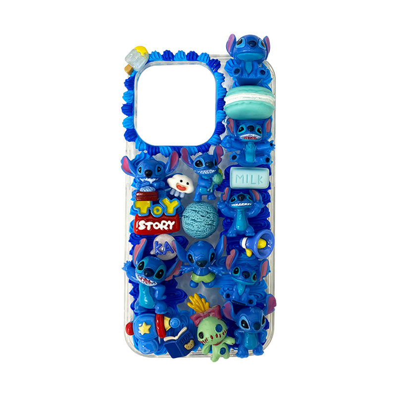 Handmade iPhone Case Cartoon Cute Stitch Decoden Cream Glue Case