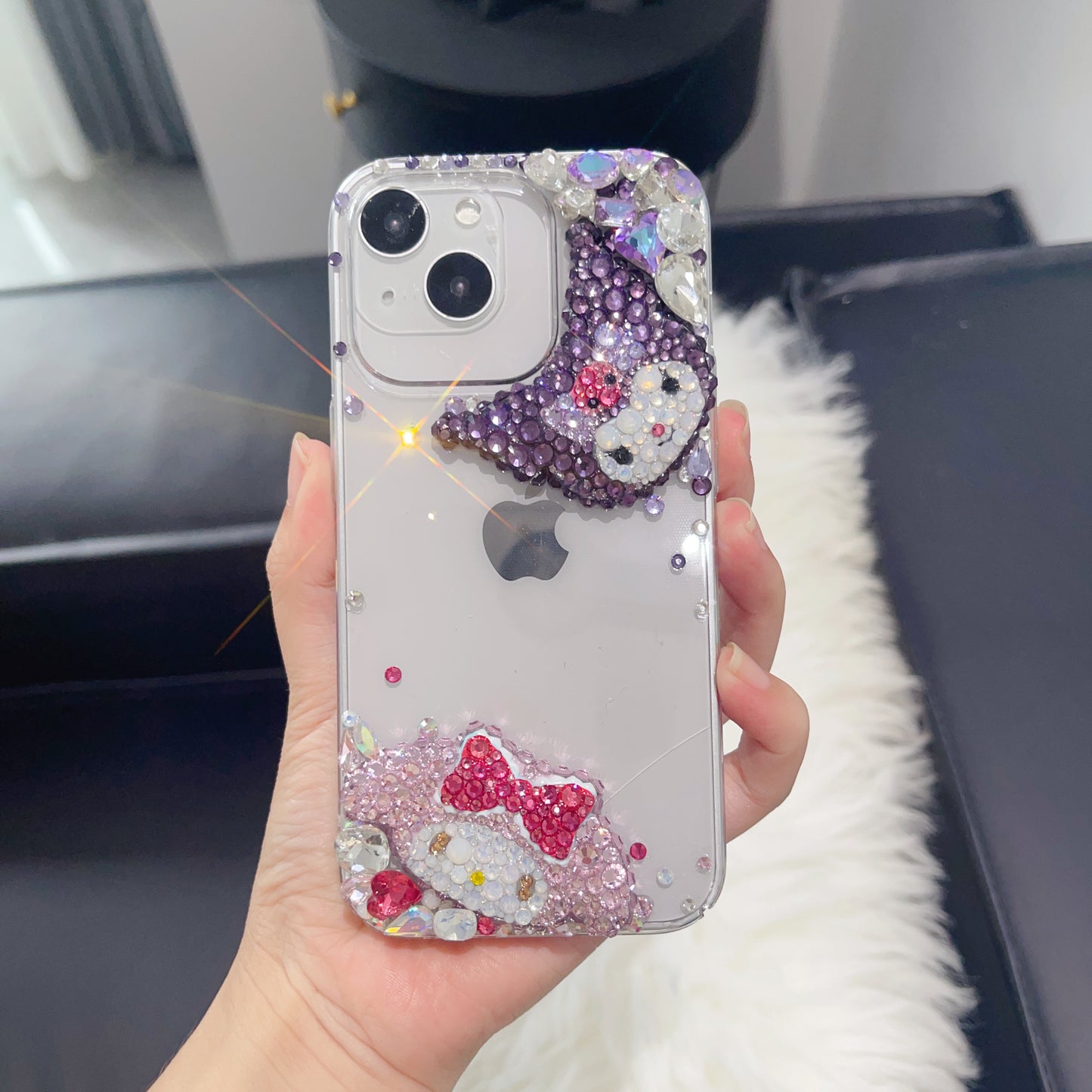 Handgemachte iPhone Hülle Luxus Bling Rot Strass Niedlich Hello Kitty Back Case