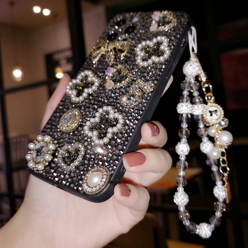 Handmade iPhone Case Luxury Bling Black Rhinestone with Fashion Charms