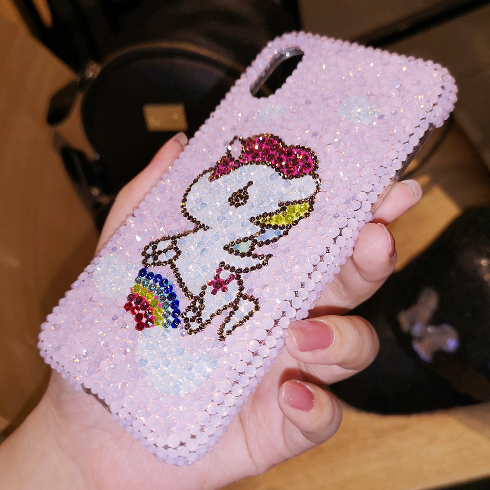 Handmade iPhone Case Luxury Bling Opal Rhinestone Cute Unicorn Back Case