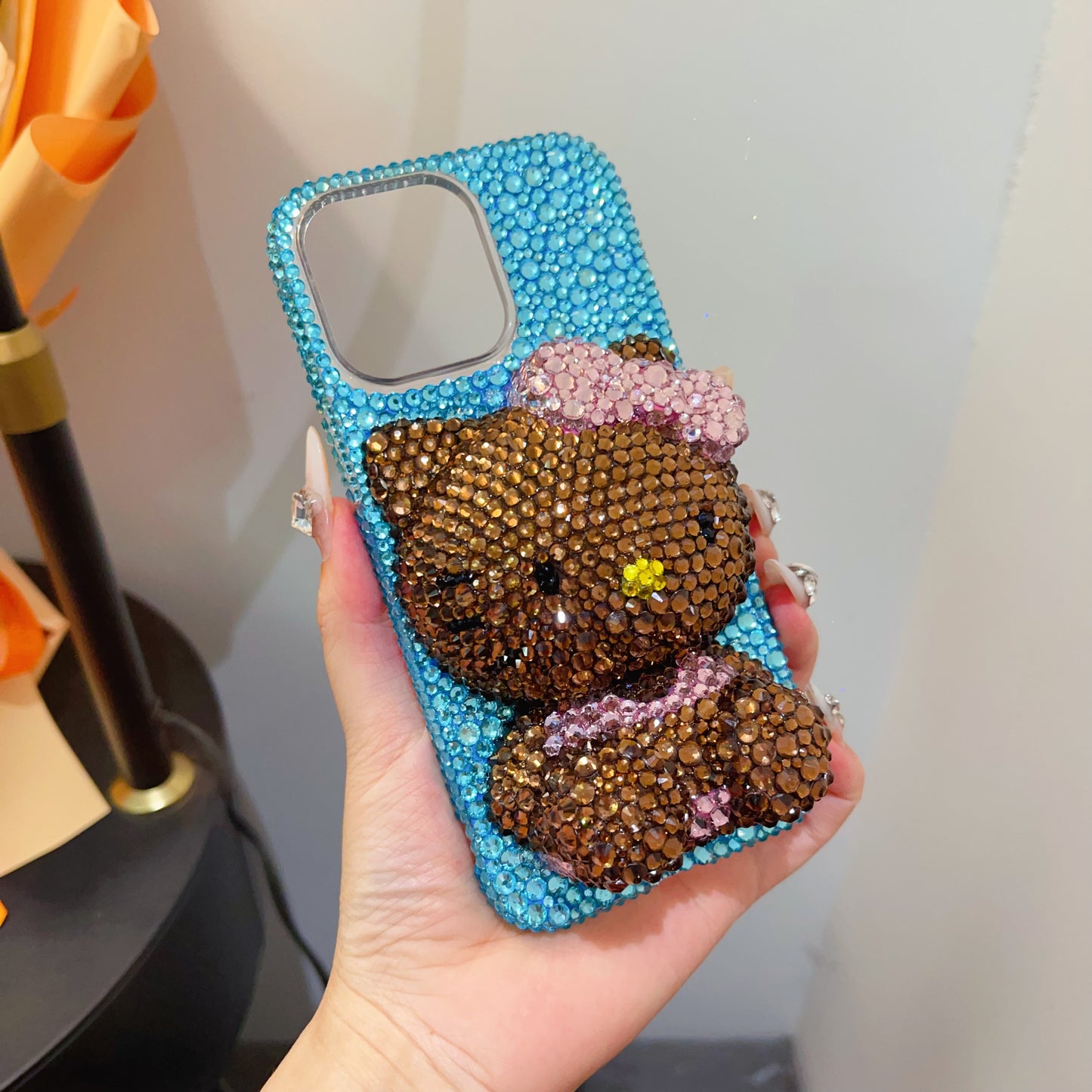 Summer Tan 3D Hello Kitty Gorgeous Bling Rhinestone For iPhone Samsung Case
