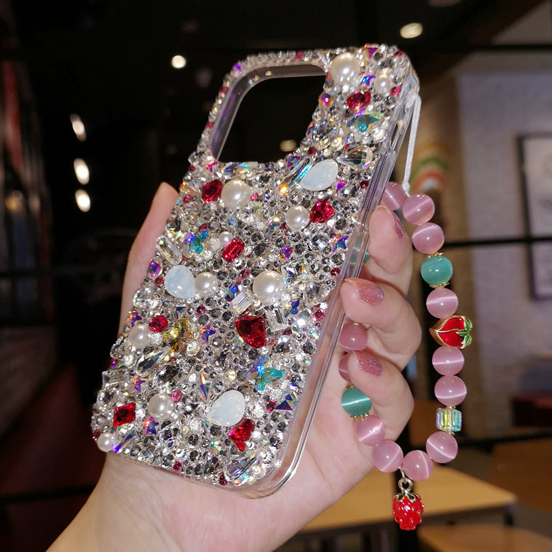 Handmade iPhone Case Luxury Bling Rhinestone Pearl and Red Crystal
