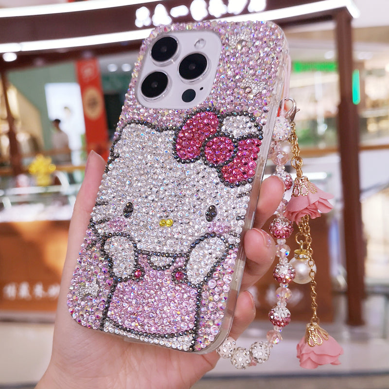 Handmade iPhone Case Luxury Bling Rhinestone Cute Hello Kitty Case