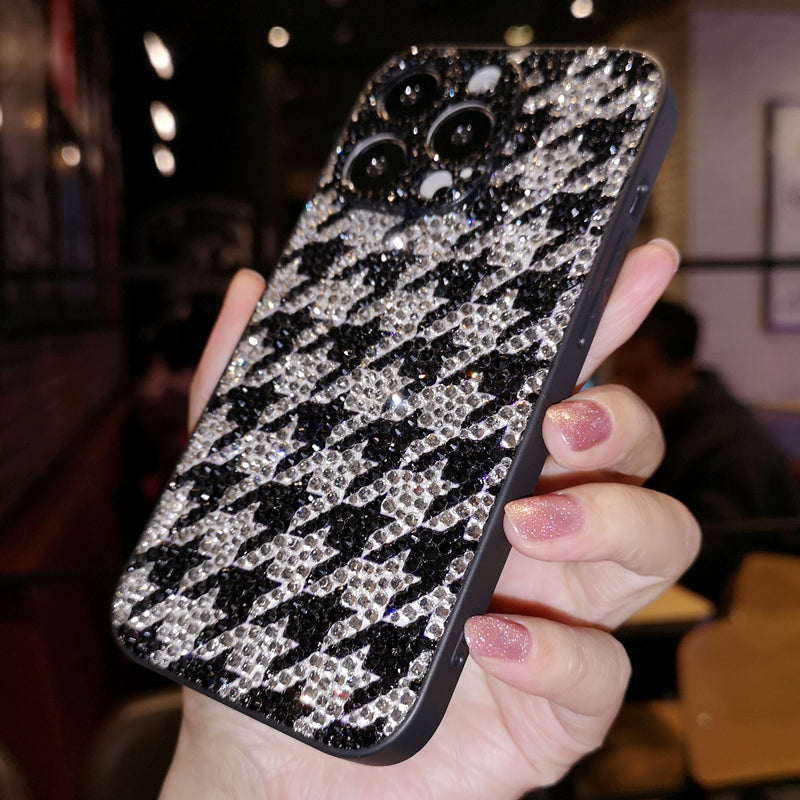 Handmade iPhone Case Luxury Bling Rhinestone Houndstooth Back Case