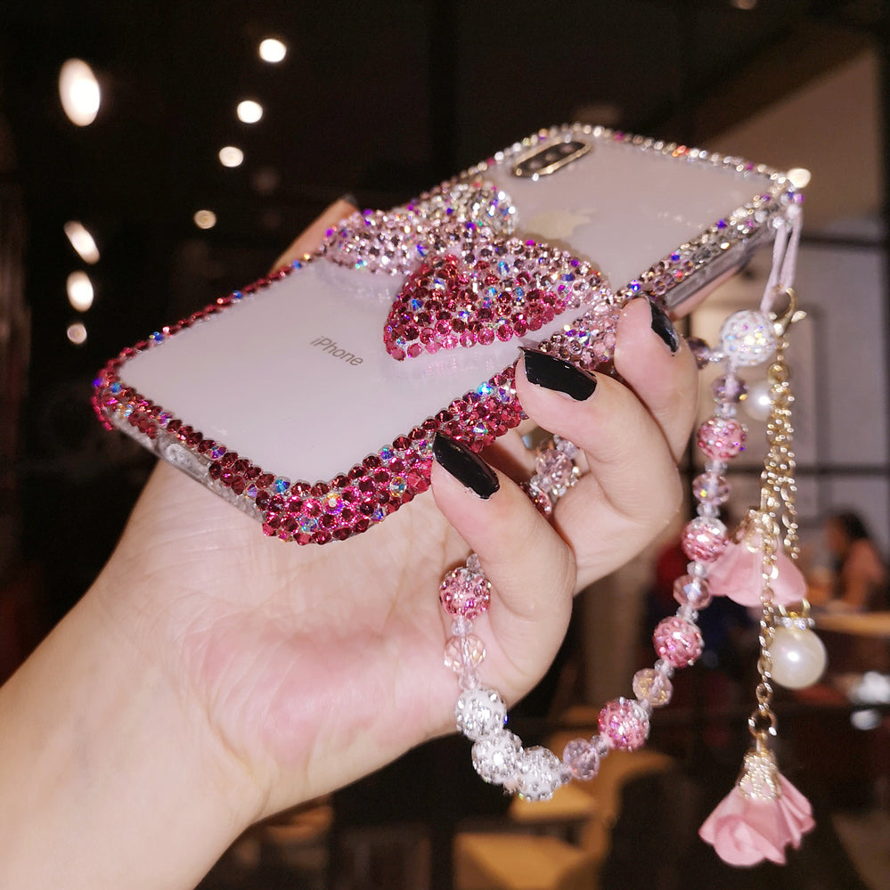 Handmade iPhone Case Luxury Bling Rhinestone Gradient Color Bow