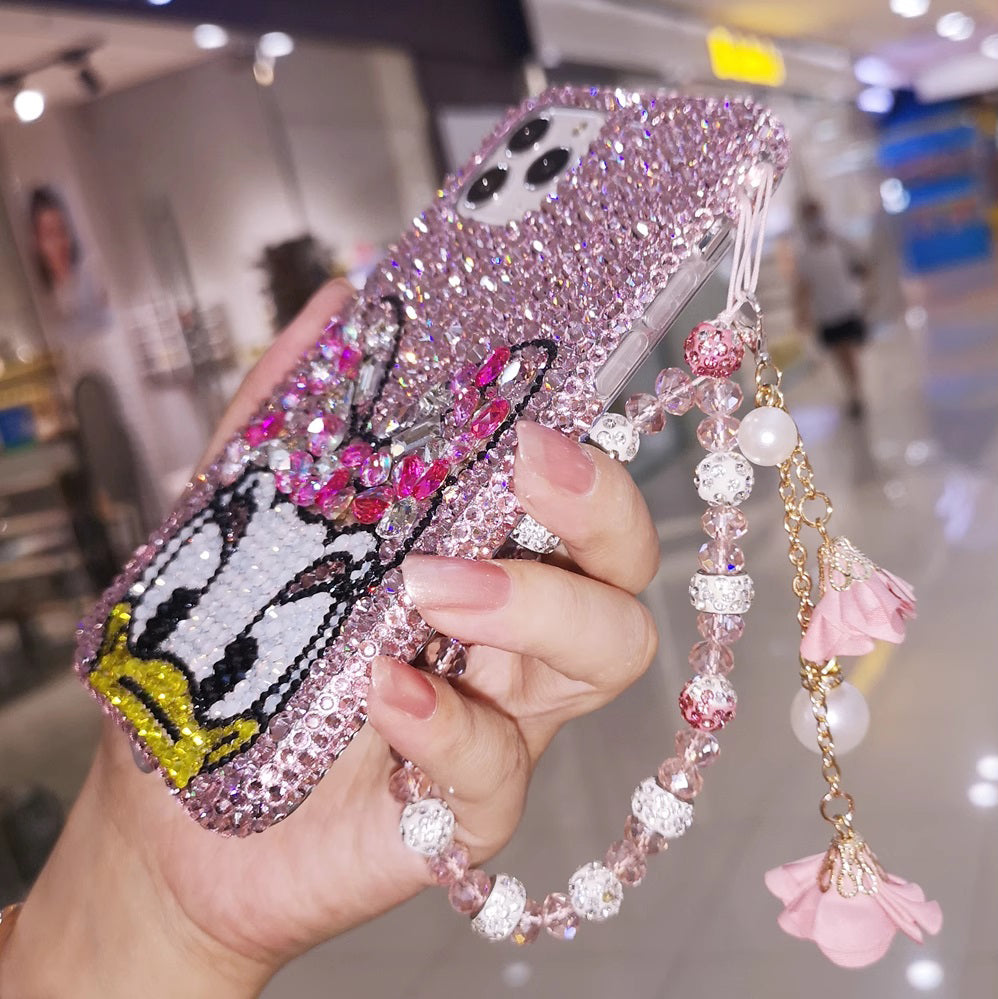Handmade iPhone Case Luxury Bling Rhinestone Cute Daisy Duck Cartoon Case