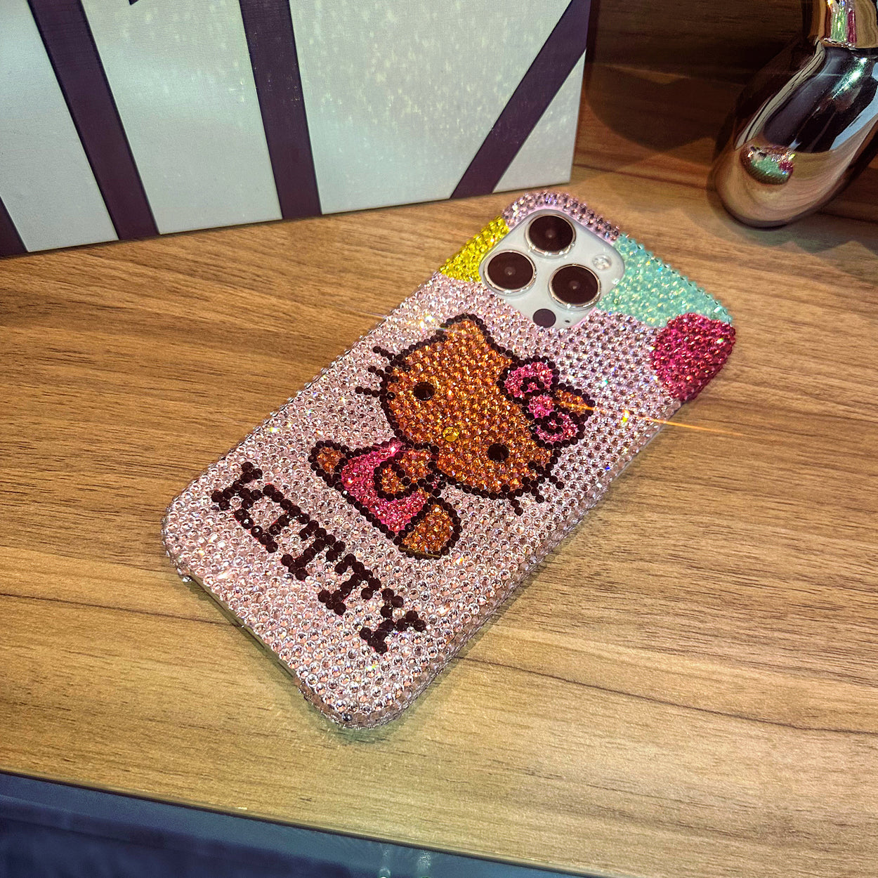 Handmade iPhone Case Luxury Bling Purple Rhinestone Cute Hello Kitty Case