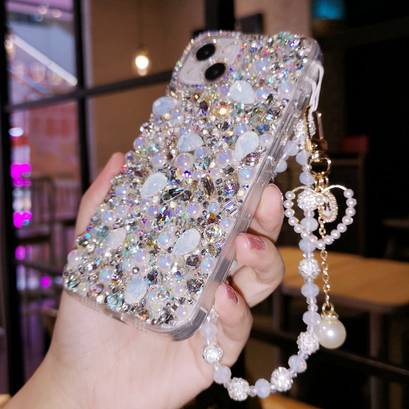 Handmade iPhone Case Luxury Bling Rhinestone Crystals with Pearl Back Case