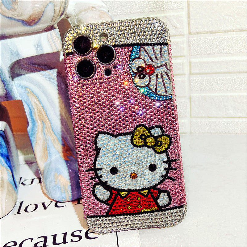 Handmade iPhone Case Luxury Bling Rhinestone Hello Kitty with Doraemon