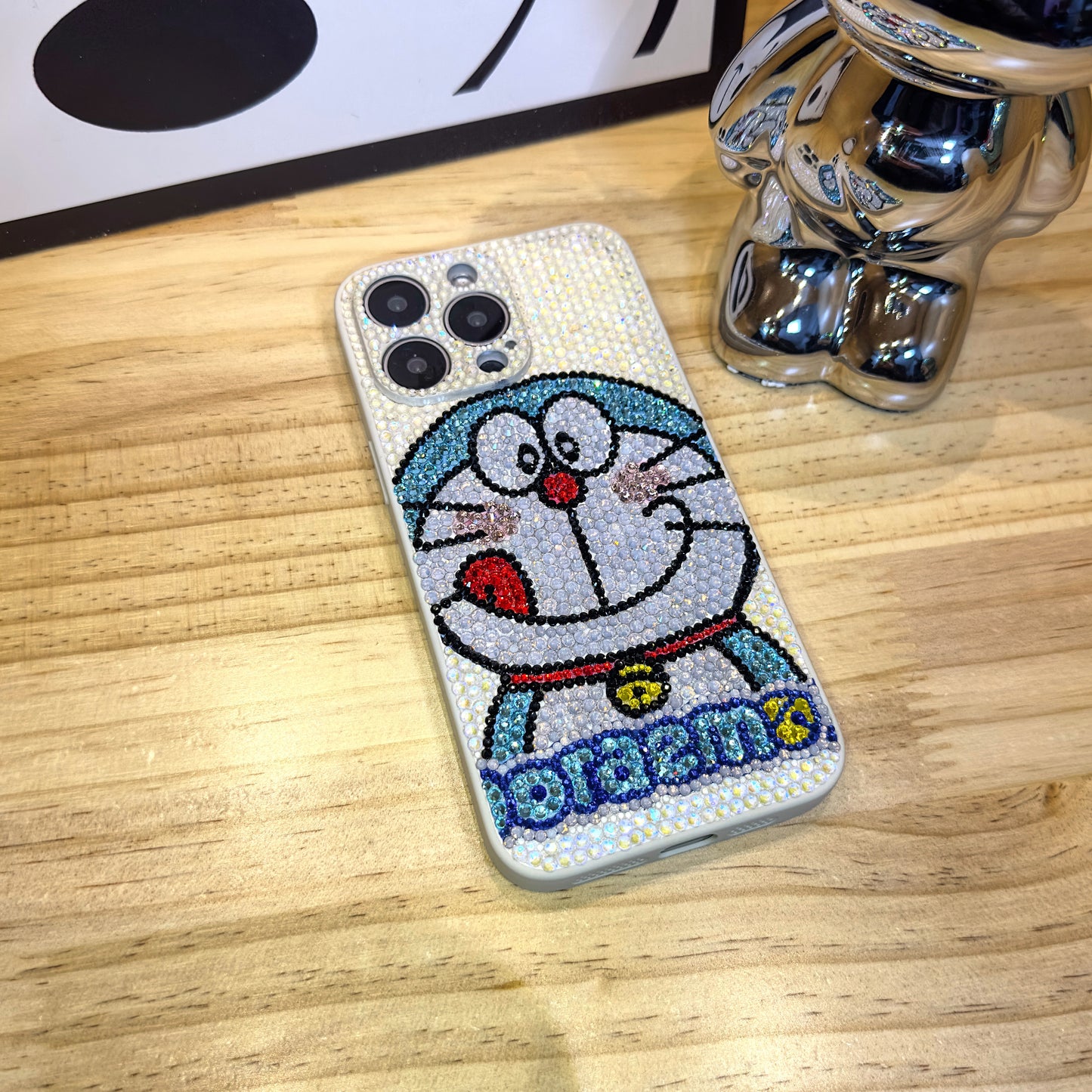 Handmade iPhone Case Luxury Bling Rhinestone Cute Doraemon Case