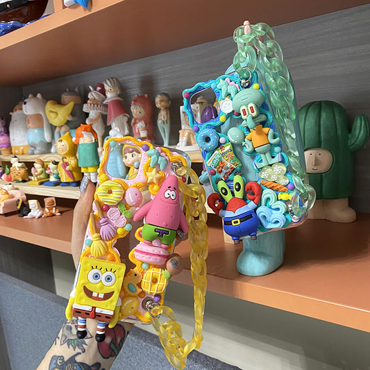 Handmade iPhone Case Cute Spongebob Decoden Cream Glue Case