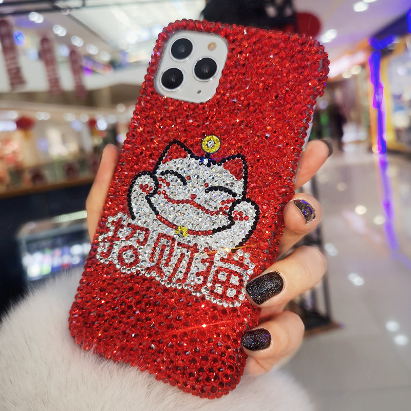 Handmade iPhone Case Luxury Bling Rhinestone Beckoning Cat Case