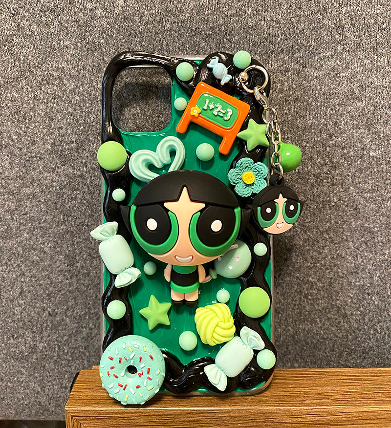 Handmade iPhone Case Cute Powerpuff Girls Decoden Cream Glue Case