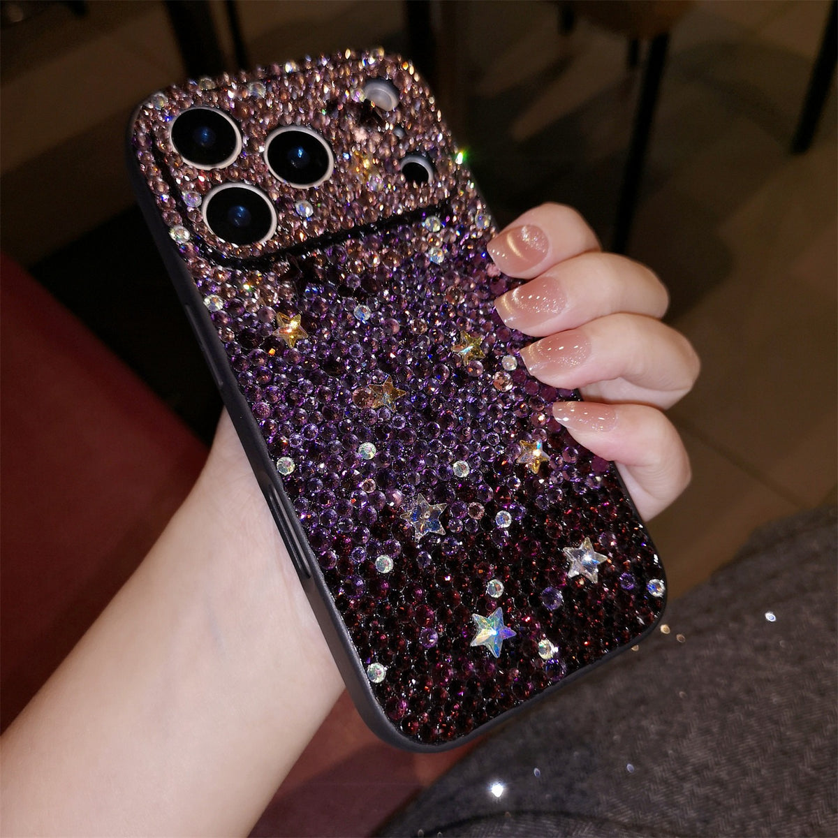 Handmade iPhone Case Luxury Bling Purple Rhinestone Gradient Color