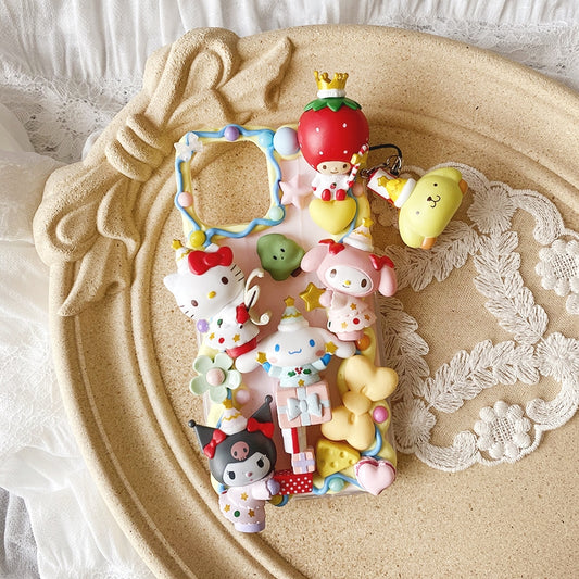 Handmade iPhone Case Cute Hello Kitty Kuromi My Melody Cream Glue Case