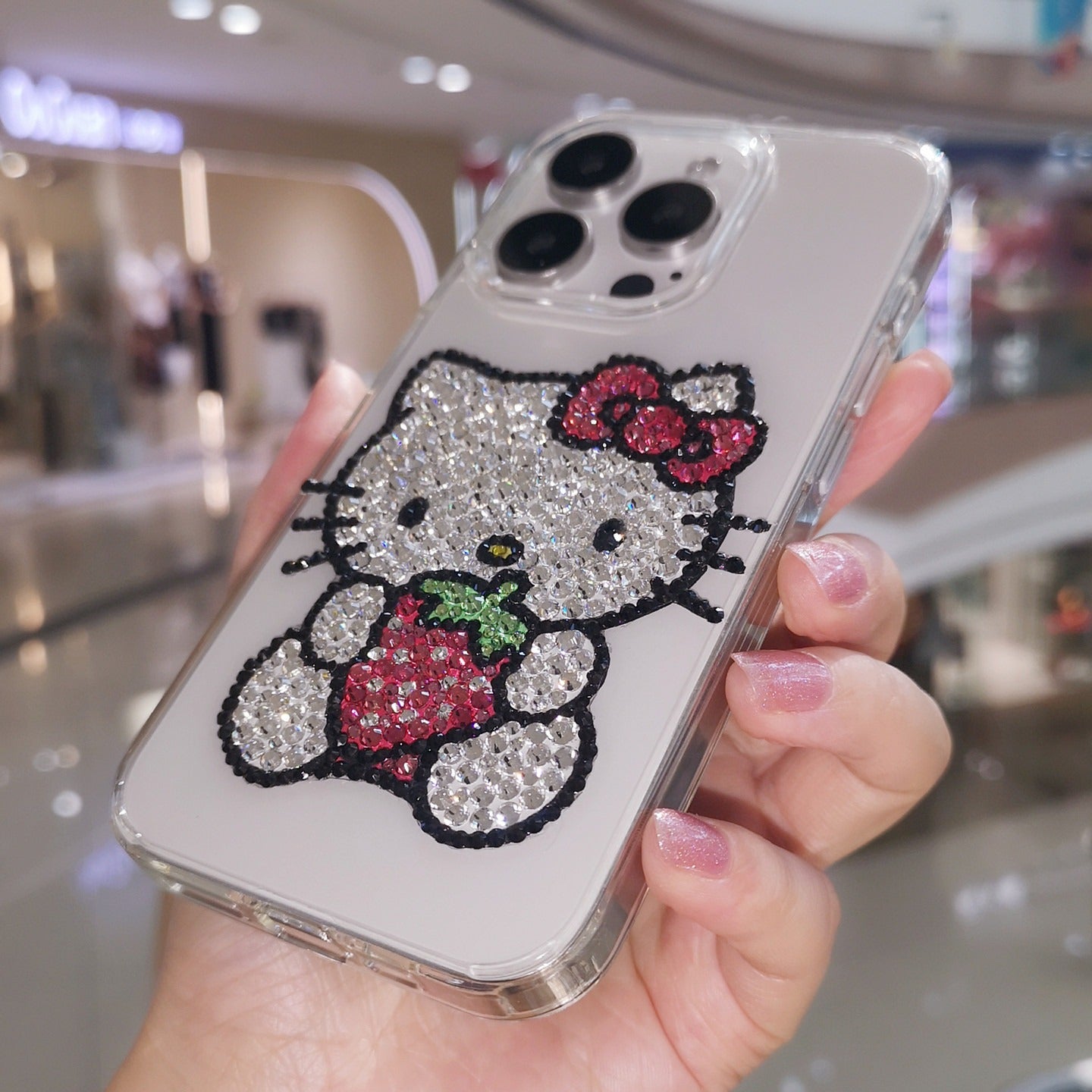 Hello Kitty & Strawberry Gorgeous Bling Rhinestone For iPhone Case