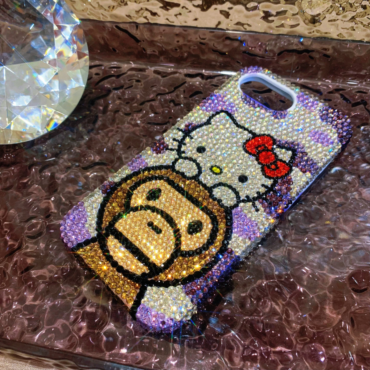 Hello Kitty & Baby Milo Gorgeous Bling Rhinestone For iPhone Case