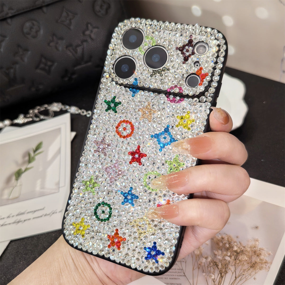 Handmade Gorgeous Bling Rhinestone Monogram Pattern for iPhone Case