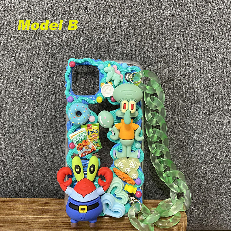 Handmade iPhone Case Cute Spongebob Decoden Cream Glue Case