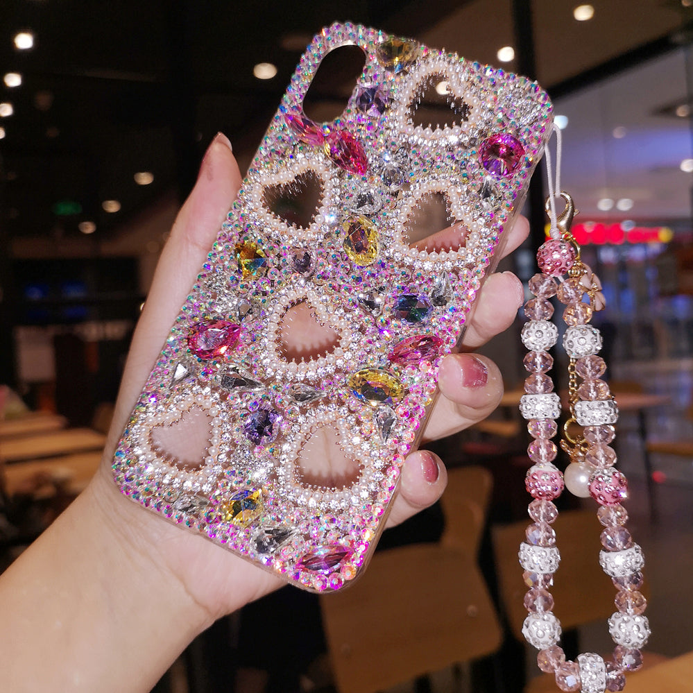 Handmade iPhone Case Luxury Bling Rhinestone Hearts Back Case