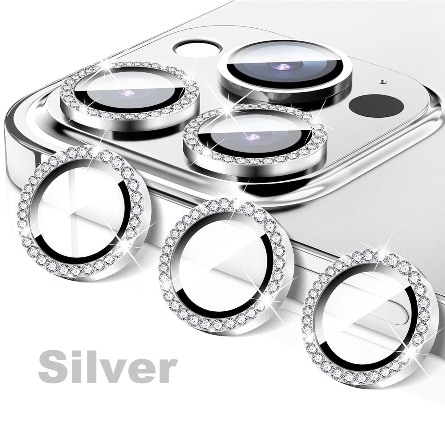 HD Clarity Tempered Glass Camera Lens with Gems for iPhone