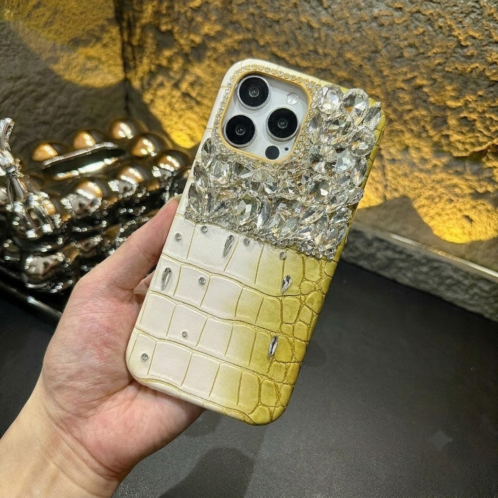 Handmade Bling Rhinestone Crocodile Phone Case Fits All iPhone Models