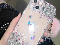 Handmade iPhone Case Luxury Bling Rhinestone Minimalist Butterfly Back Case
